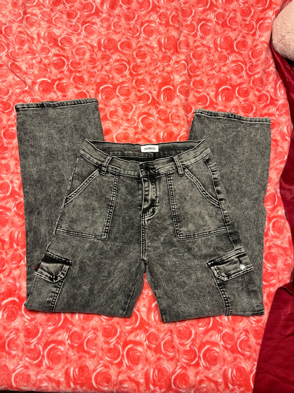 BAMBOO Gray Acid-Wash Boyfriend Jeans